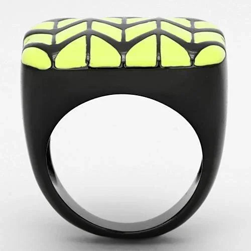 Silver Rings for Women Stainless Steel TK872 IP Black(Ion Plating) Stainless Steel Ring with Epoxy in Topaz - Jewelry Store by Erik Rayo
