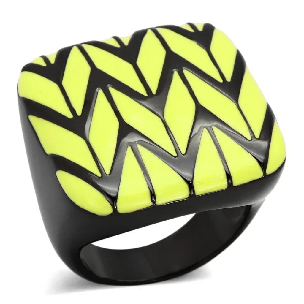 Silver Rings for Women Stainless Steel TK872 IP Black(Ion Plating) Stainless Steel Ring with Epoxy in Topaz - Jewelry Store by Erik Rayo