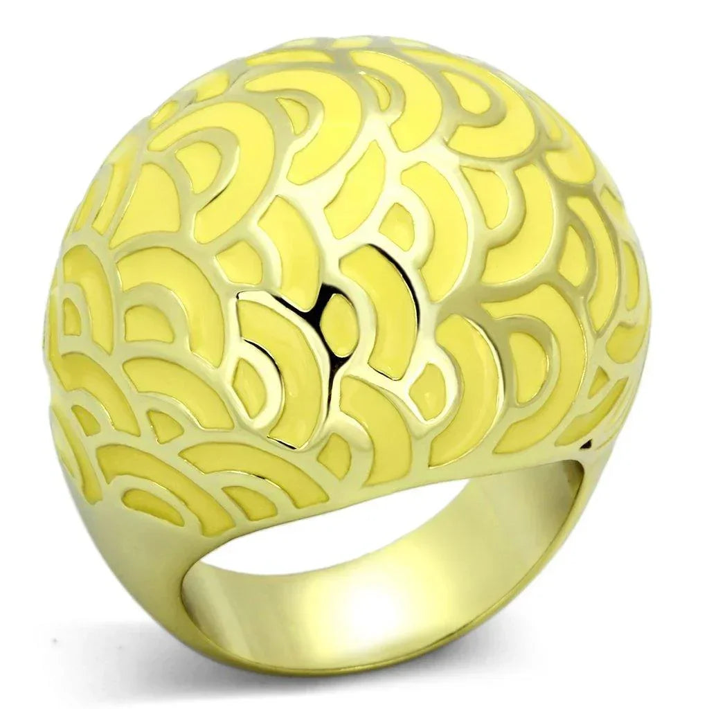 Gold Rings for Women Stainless Steel TK873 with Epoxy in Topaz - Jewelry Store by Erik Rayo