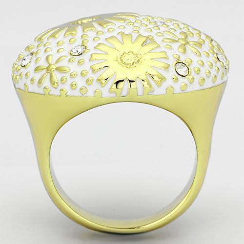 Gold Rings for Women Stainless Steel TK875 with Top Grade Crystal in Clear - Jewelry Store by Erik Rayo