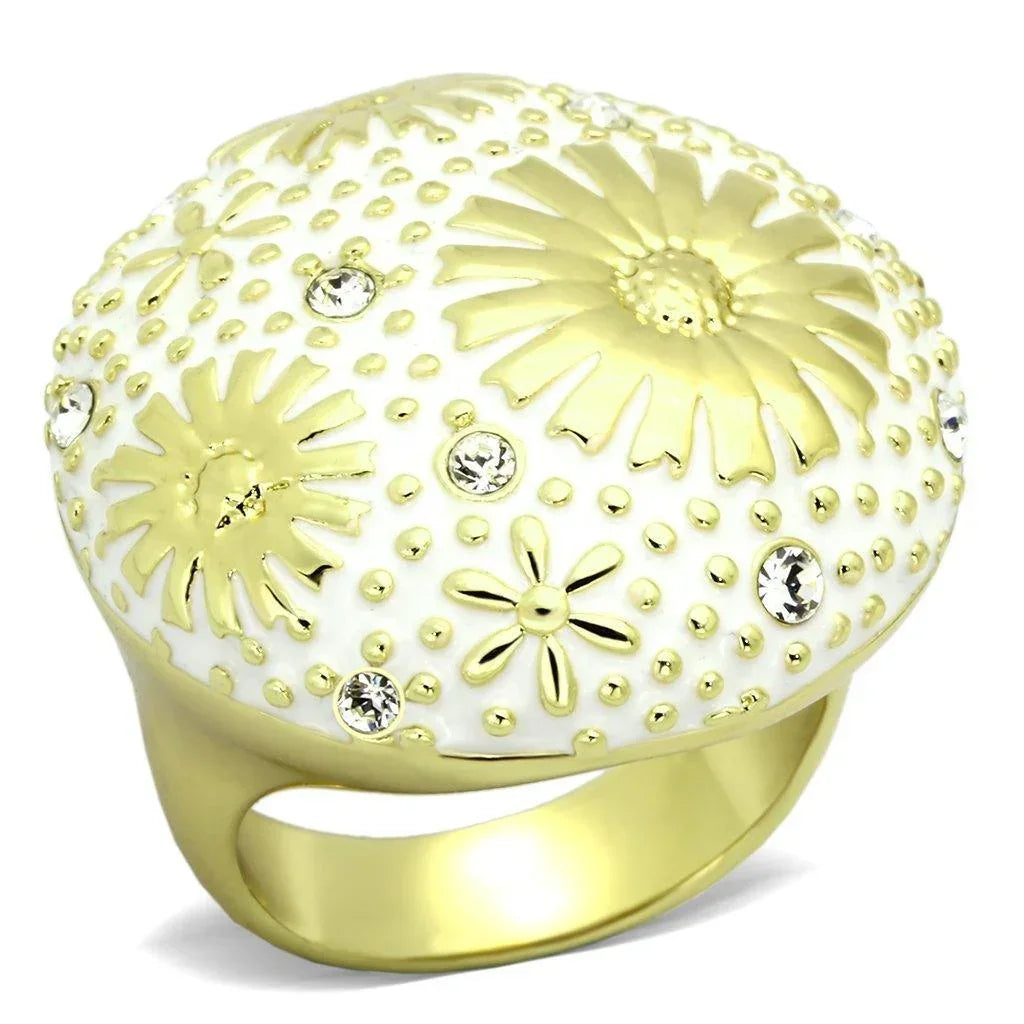 Gold Rings for Women Stainless Steel TK875 with Top Grade Crystal in Clear - Jewelry Store by Erik Rayo