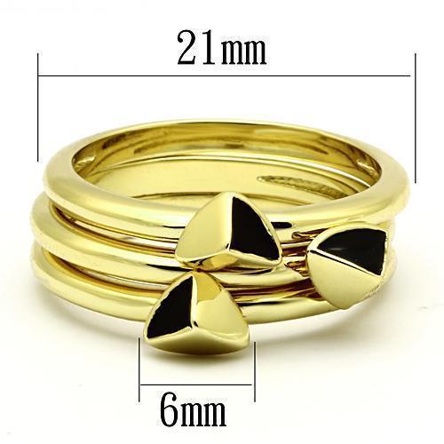 Gold Rings for Women Stainless Steel TK876 with Epoxy in Jet - Jewelry Store by Erik Rayo