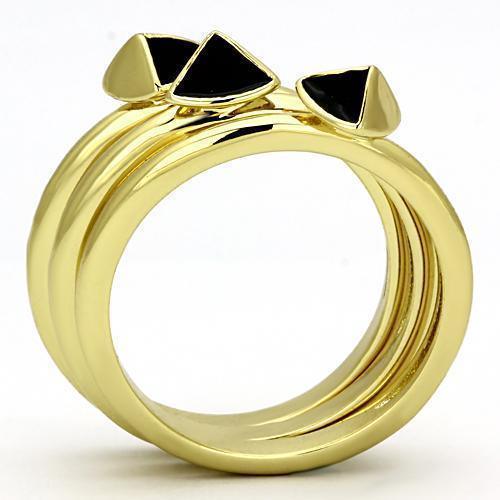 Gold Rings for Women Stainless Steel TK876 with Epoxy in Jet - Jewelry Store by Erik Rayo