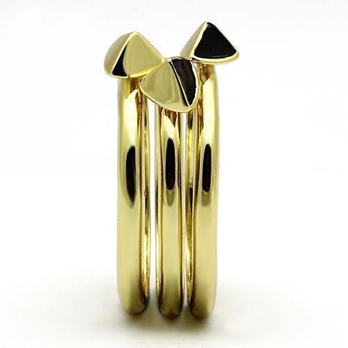 Gold Rings for Women Stainless Steel TK876 with Epoxy in Jet - Jewelry Store by Erik Rayo