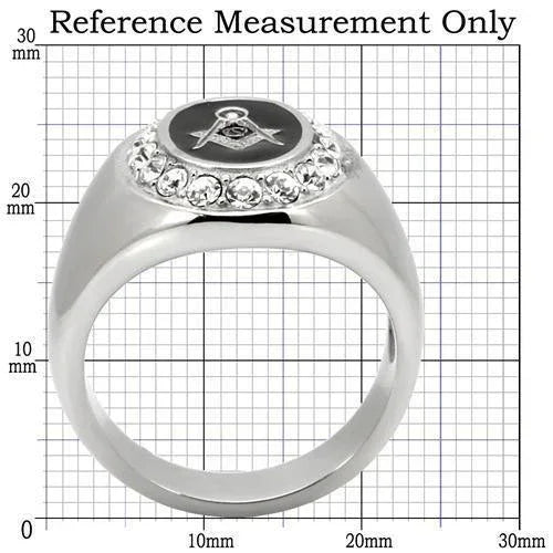 Rings for Men Silver Stainless Steel TK8X023 with Top Grade Crystal in Clear - Jewelry Store by Erik Rayo