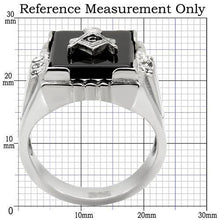 Load image into Gallery viewer, Rings for Men Silver Stainless Steel TK8X027 with Semi-Precious Agate in Jet
