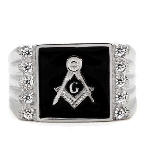 Rings for Men Silver Stainless Steel TK8X030 with AAA Grade Cubic Zirconia in Clear - Jewelry Store by Erik Rayo