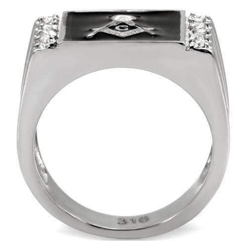 Rings for Men Silver Stainless Steel TK8X030 with AAA Grade Cubic Zirconia in Clear - Jewelry Store by Erik Rayo