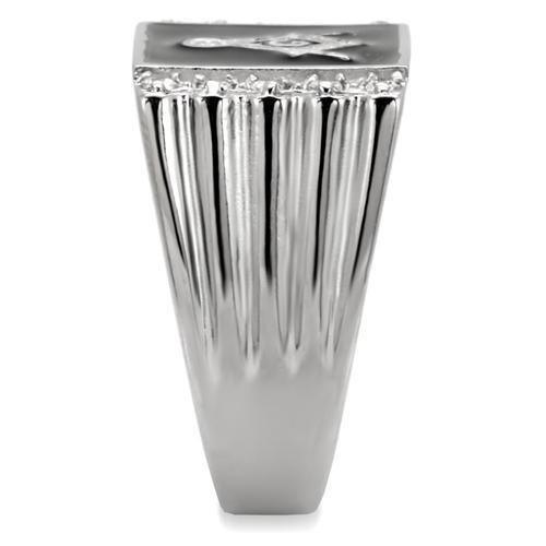 Rings for Men Silver Stainless Steel TK8X030 with AAA Grade Cubic Zirconia in Clear - Jewelry Store by Erik Rayo