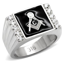 Load image into Gallery viewer, Rings for Men Silver Stainless Steel TK8X030 with AAA Grade Cubic Zirconia in Clear
