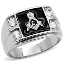 Load image into Gallery viewer, Rings for Men Silver Stainless Steel TK8X031 with AAA Grade Cubic Zirconia in Clear
