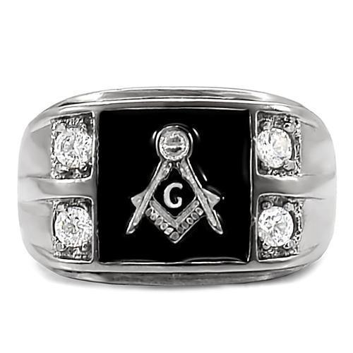 Rings for Men Silver Stainless Steel TK8X031 with AAA Grade Cubic Zirconia in Clear - Jewelry Store by Erik Rayo