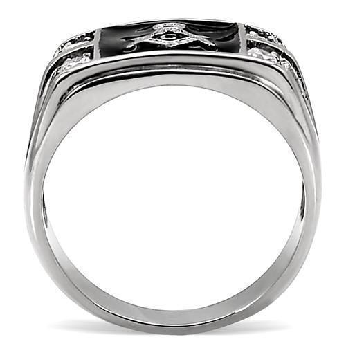 Rings for Men Silver Stainless Steel TK8X031 with AAA Grade Cubic Zirconia in Clear - Jewelry Store by Erik Rayo