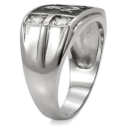 Rings for Men Silver Stainless Steel TK8X031 with AAA Grade Cubic Zirconia in Clear - Jewelry Store by Erik Rayo
