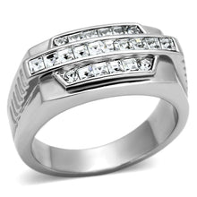 Load image into Gallery viewer, Rings for Men Silver Stainless Steel TK956 with Top Grade Crystal in Clear
