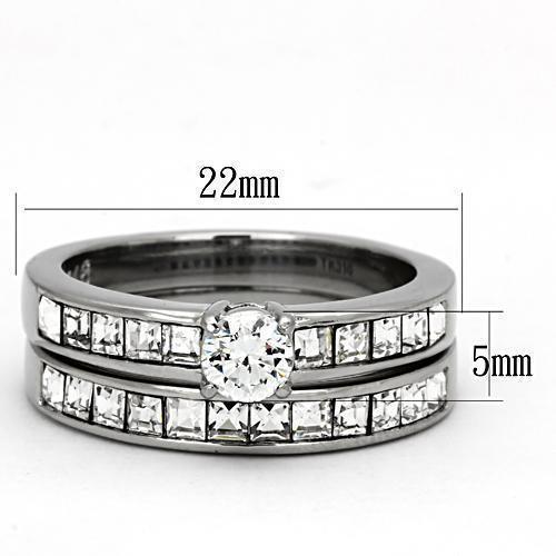 Silver Rings for Women Stainless Steel TK972 with AAA Grade Cubic Zirconia in Clear - Jewelry Store by Erik Rayo