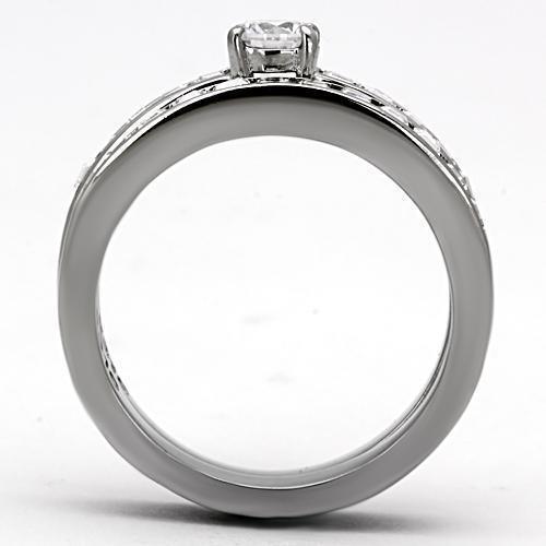 Silver Rings for Women Stainless Steel TK972 with AAA Grade Cubic Zirconia in Clear - Jewelry Store by Erik Rayo