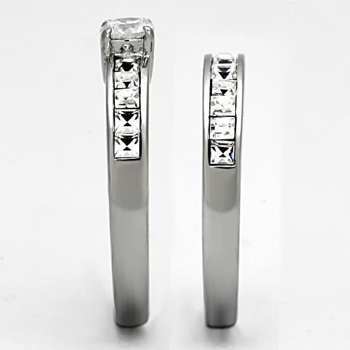 Silver Rings for Women Stainless Steel TK972 with AAA Grade Cubic Zirconia in Clear - Jewelry Store by Erik Rayo