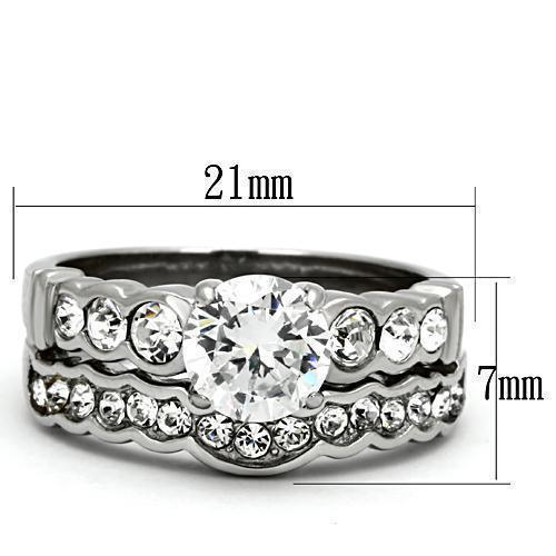 Silver Rings for Women Stainless Steel TK974 with AAA Grade Cubic Zirconia in Clear - Jewelry Store by Erik Rayo