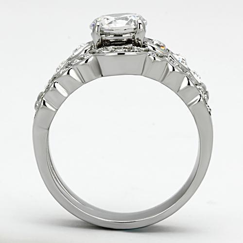 Silver Rings for Women Stainless Steel TK974 with AAA Grade Cubic Zirconia in Clear - Jewelry Store by Erik Rayo
