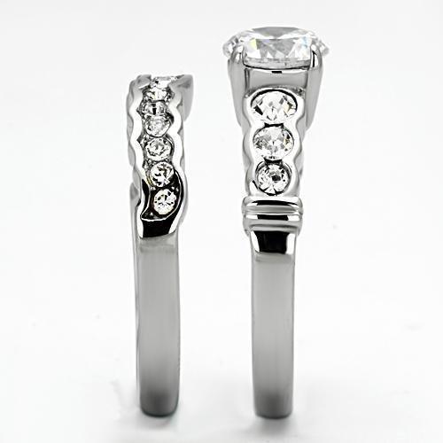 Silver Rings for Women Stainless Steel TK974 with AAA Grade Cubic Zirconia in Clear - Jewelry Store by Erik Rayo
