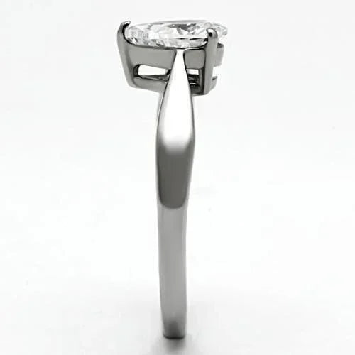 Silver Rings for Women Stainless Steel TK994 with AAA Grade Cubic Zirconia in Clear - Jewelry Store by Erik Rayo