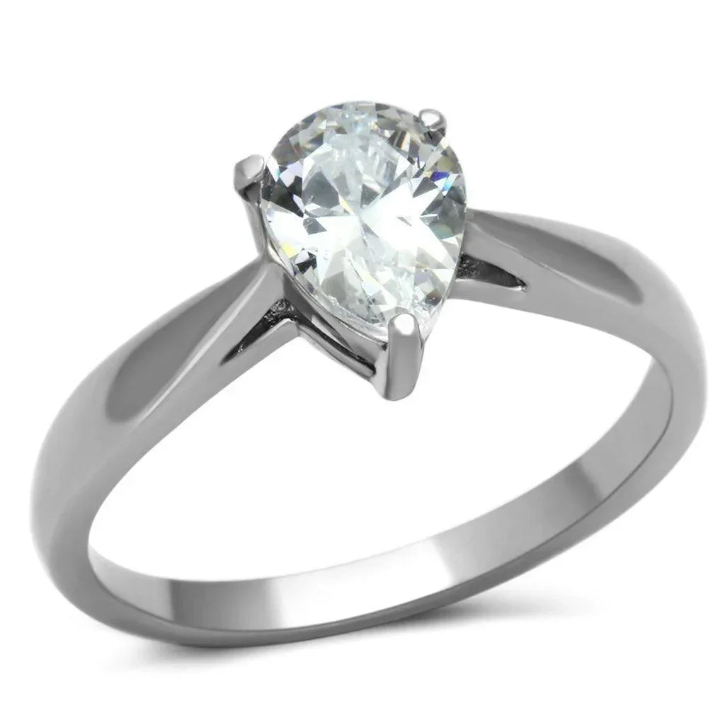 Silver Rings for Women Stainless Steel TK994 with AAA Grade Cubic Zirconia in Clear - Jewelry Store by Erik Rayo