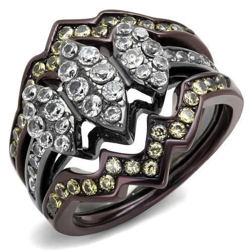 Womens Black Brown SIlver Ring Anillo Para Mujer 316L Stainless Steel Ring con Diamante Zirconia Cubica Bolzano - Jewelry Store by Erik Rayo