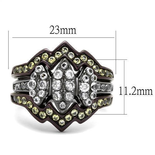Womens Black Brown SIlver Ring Anillo Para Mujer 316L Stainless Steel Ring con Diamante Zirconia Cubica Bolzano - Jewelry Store by Erik Rayo