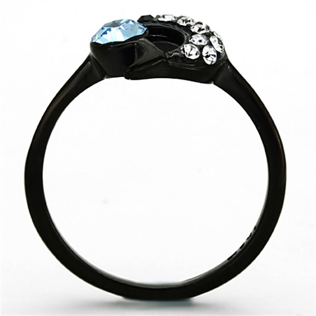 Womens Black Dolphin Ring Anillo Para Mujer 316L Stainless Steel Ring Top Grade Crystal Color Azul Mar Cassino - Jewelry Store by Erik Rayo