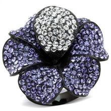 Load image into Gallery viewer, Womens Black Flower Ring Purple Anillo Para Mujer y Ninos Kids 316L Stainless Steel Ring con Piedra de Crystal Tanzanita Rovigo - Jewelry Store by Erik Rayo
