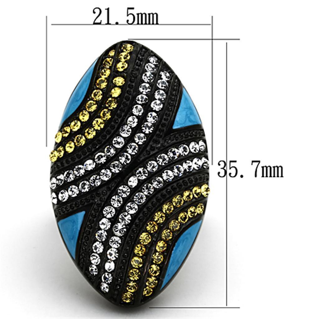 Womens Black Large Ring Anillo Para Mujer 316L Stainless Steel Ring con Piedra Crystal Citrino Amarillo Monfalcone - Jewelry Store by Erik Rayo