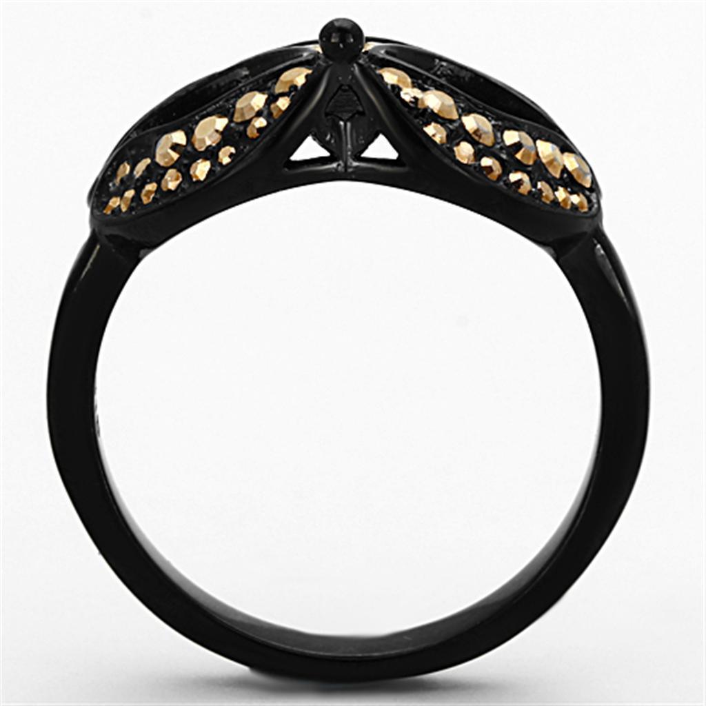 Womens Black Mask Ring Anillo Para Mujer 316L Stainless Steel Ring con Piedra Crystal Color Oro Metalico Aquino - Jewelry Store by Erik Rayo