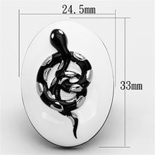 Load image into Gallery viewer, Womens Black White Snake Ring Anillo Para Mujer y Ninos Kids 316L Stainless Steel Ring con Epoxi Blanco Trieste - Jewelry Store by Erik Rayo
