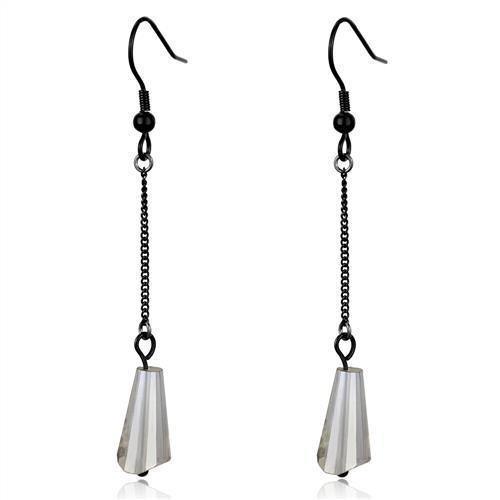 Womens Earrings Black Stainless Steel with Synthetic Synthetic Glass in Clear - Jewelry Store by Erik Rayo