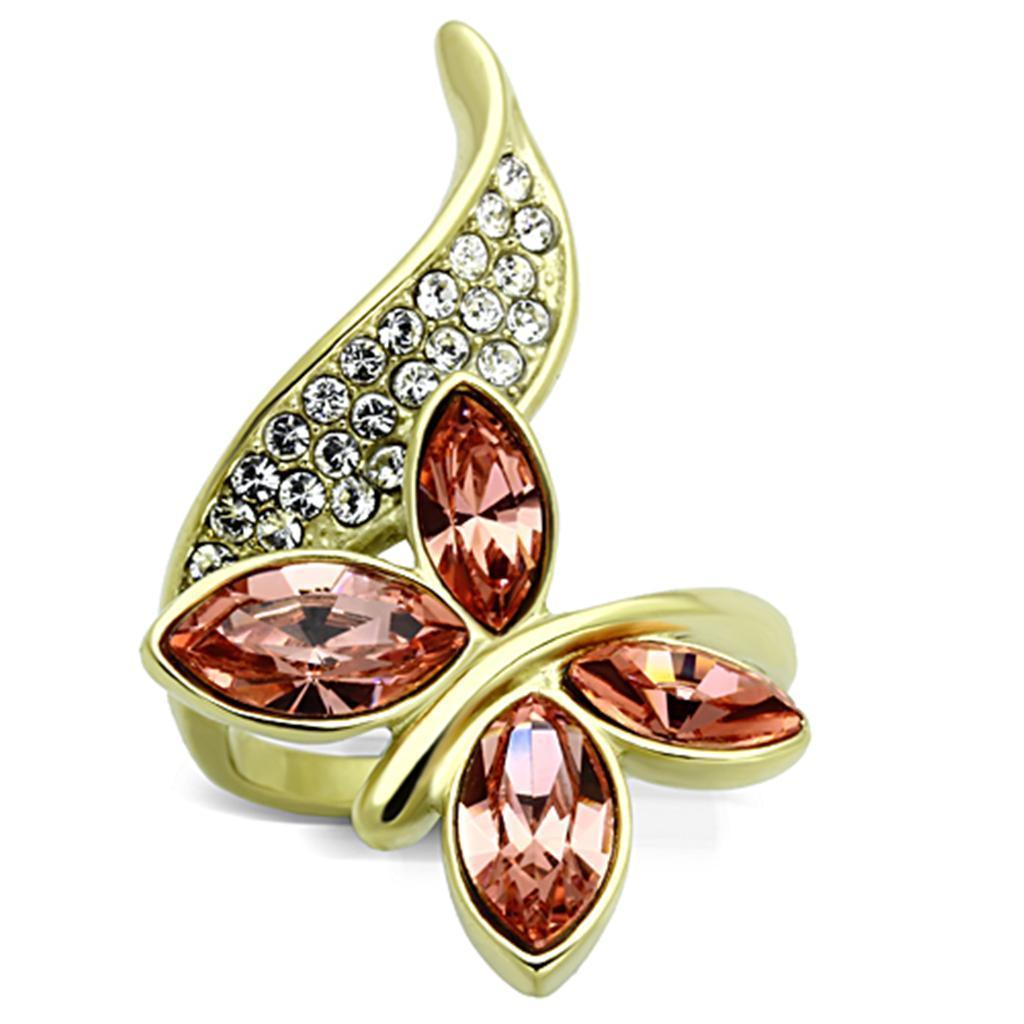 Womens Gold Butterfly Ring 316L Stainless Steel Anillo Color Oro Para Mujer Ninas Acero Inoxidable con Piedra Crystal Color Duranzno Helah - Jewelry Store by Erik Rayo