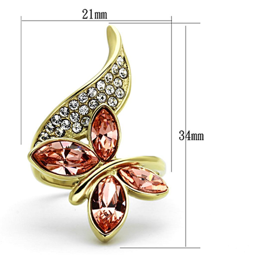 Womens Gold Butterfly Ring 316L Stainless Steel Anillo Color Oro Para Mujer Ninas Acero Inoxidable con Piedra Crystal Color Duranzno Helah - Jewelry Store by Erik Rayo