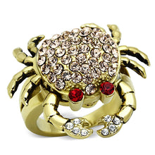 Load image into Gallery viewer, Womens Gold Crab Ring 316L Stainless Steel Anillo Color Oro Para Mujer Ninas Acero Inoxidable con Piedra Crystal en Multicolor Hadessah - Jewelry Store by Erik Rayo
