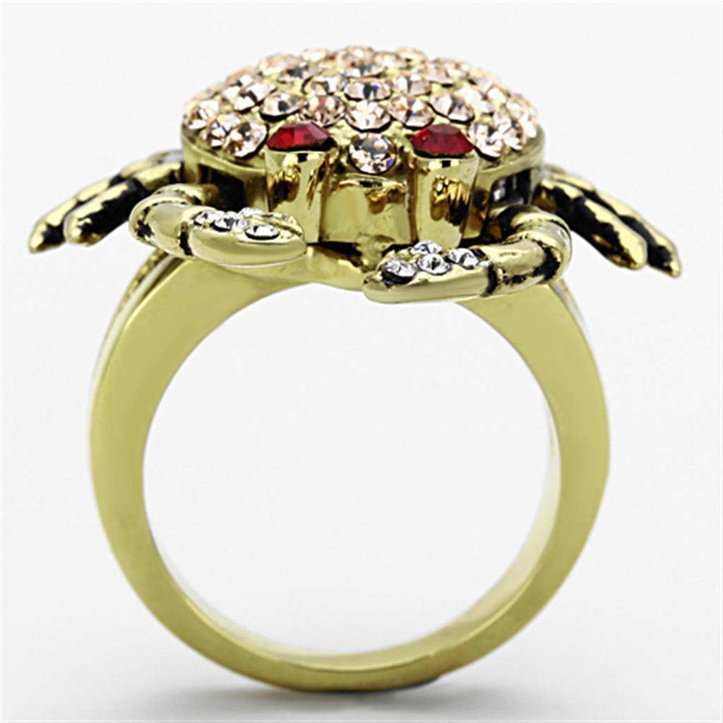 Womens Gold Crab Ring 316L Stainless Steel Anillo Color Oro Para Mujer Ninas Acero Inoxidable con Piedra Crystal en Multicolor Hadessah - Jewelry Store by Erik Rayo