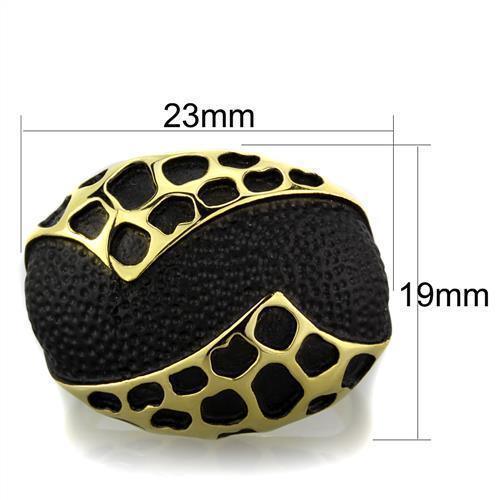 Womens Gold Leopard Ring Anillo Para Mujer 316L Stainless Steel Ring Epoxy in Jet - Jewelry Store by Erik Rayo