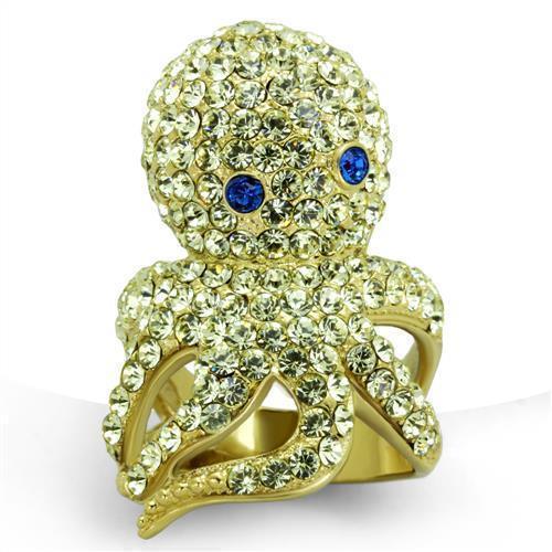 Womens Gold Octopus Ring 316L Stainless Steel Anillo Color Oro Para Mujer Ninas Acero Inoxidable con Piedra Crystal en Multicolor Ahlai - Jewelry Store by Erik Rayo