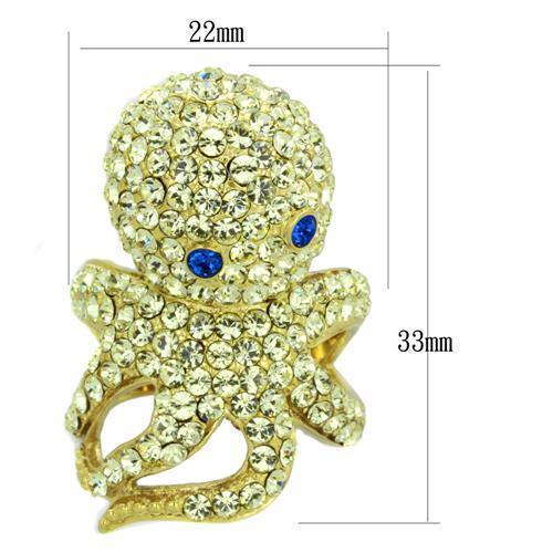 Womens Gold Octopus Ring 316L Stainless Steel Anillo Color Oro Para Mujer Ninas Acero Inoxidable con Piedra Crystal en Multicolor Ahlai - Jewelry Store by Erik Rayo