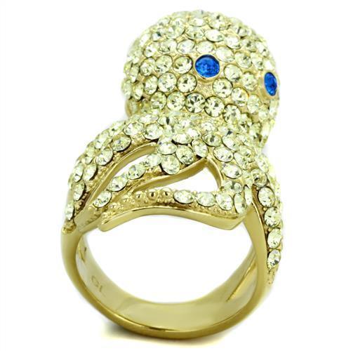 Womens Gold Octopus Ring 316L Stainless Steel Anillo Color Oro Para Mujer Ninas Acero Inoxidable con Piedra Crystal en Multicolor Ahlai - Jewelry Store by Erik Rayo