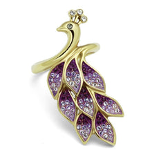 Load image into Gallery viewer, Womens Gold Purple Dove Ring 316L Stainless Steel Anillo Color Oro Para Mujer Ninas Acero Inoxidable con Piedra Crystal en Multicolor Magdalene - Jewelry Store by Erik Rayo
