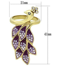 Load image into Gallery viewer, Womens Gold Purple Dove Ring 316L Stainless Steel Anillo Color Oro Para Mujer Ninas Acero Inoxidable con Piedra Crystal en Multicolor Magdalene - Jewelry Store by Erik Rayo
