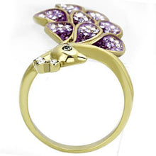 Load image into Gallery viewer, Womens Gold Purple Dove Ring 316L Stainless Steel Anillo Color Oro Para Mujer Ninas Acero Inoxidable con Piedra Crystal en Multicolor Magdalene - Jewelry Store by Erik Rayo
