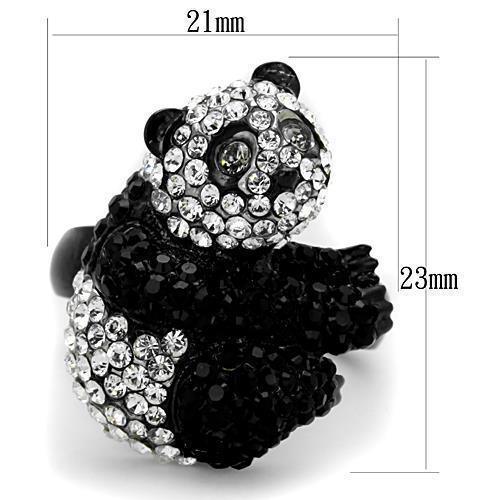 Womens Panda Ring Anillo Para Mujer 316L Stainless Steel Ring con Piedra Crystal Diamante Negro Narni - Jewelry Store by Erik Rayo