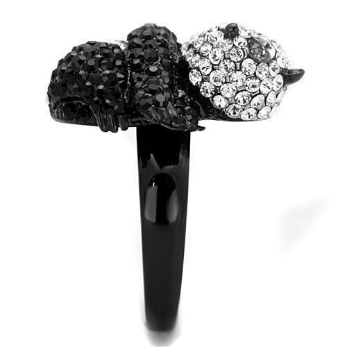 Womens Panda Ring Anillo Para Mujer 316L Stainless Steel Ring con Piedra Crystal Diamante Negro Narni - Jewelry Store by Erik Rayo