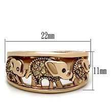 Load image into Gallery viewer, Womens Rose Gold Elephants Ring Anillo Para Mujer y Ninos Unisex Kids 316L Stainless Steel Ring con Piedra Crystal Citrino Amarillo Latina - Jewelry Store by Erik Rayo
