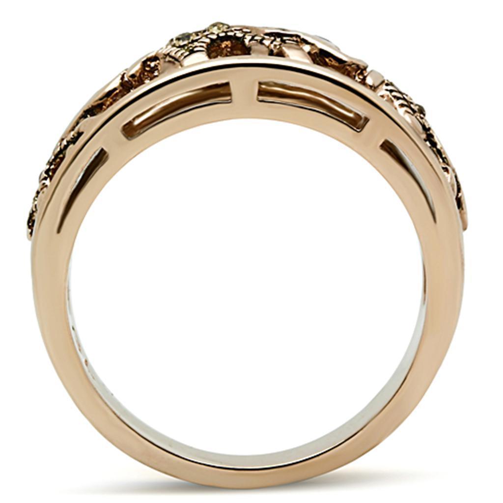 Womens Rose Gold Elephants Ring Anillo Para Mujer 316L Stainless Steel Ring con Piedra Crystal Citrino Amarillo Latina - Jewelry Store by Erik Rayo